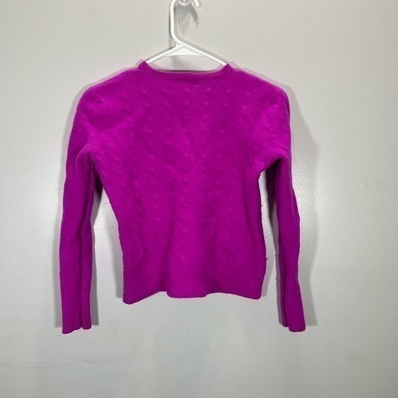 Polo Ralph Lauren Fuchsia Pink Cable Knit Wool Cashmere Blend Crewneck Sweater - Picture 7 of 11